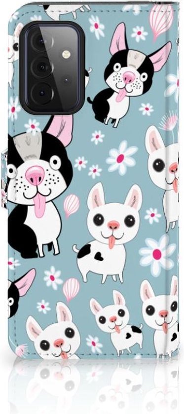 Tenphone Etui Coque pour Samsung Galaxy A72 Portefeuille Chiens