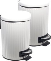 3x Rvs vuilnisbakken/pedaalemmers wit 3 liter 26 cm - Badkameraccessoires/benodigdheden - Toiletaccessoires - Kleine prullenbakken