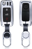 kwmobile autosleutelhoes voor VW Skoda Seat 3-knops autosleutel - hardcover beschermhoes - design - zilver