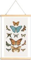 JUNIQE - Posterhanger Vlinders -60x90 /Grijs & Ivoor