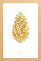 JUNIQE - Poster met houten lijst Pinecone gouden -20x30 /Goud & Wit