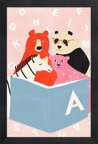 JUNIQE - Poster met houten lijst Story Time -13x18 /Kleurrijk