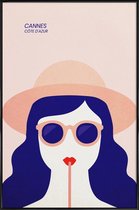 JUNIQE - Poster met kunststof lijst Cannes -13x18 /Blauw & Roze