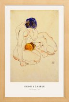 JUNIQE - Poster met houten lijst Schiele - Two Friends -13x18 /Blauw &