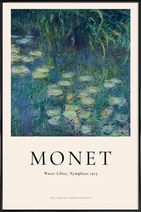 JUNIQE - Poster in kunststof lijst Monet - Water Lilies, Nymphéas