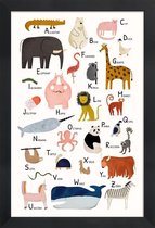 JUNIQE - Poster met houten lijst Animal Friends -13x18 /Kleurrijk