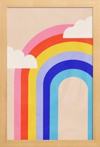 JUNIQE - Poster in houten lijst Regenboog en wolken -20x30 /Kleurrijk