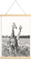 JUNIQE - Posterhanger Giraffenpaar -40x60 /Grijs & Wit