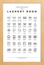 JUNIQE - Poster met houten lijst Wasserette -13x18 /Wit & Zwart