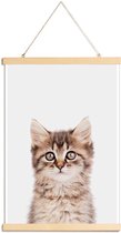 JUNIQE - Posterhanger Kitten II -20x30 /Bruin & Grijs
