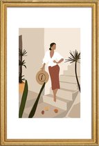 JUNIQE - Poster met houten lijst Pose -13x18 /Bruin & Grijs