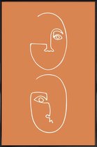 JUNIQE - Poster met kunststof lijst Coupling -13x18 /Bruin & Oranje