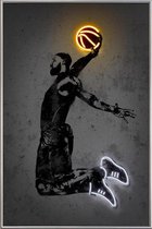 JUNIQE - Poster met kunststof lijst Lebron James -30x45 /Zwart