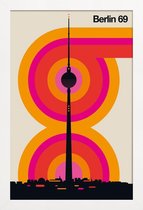 JUNIQE - Poster in houten lijst Vintage Berlijn 69 -30x45 /Kleurrijk
