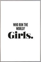 JUNIQE - Poster met kunststof lijst Run Girls -40x60 /Wit & Zwart