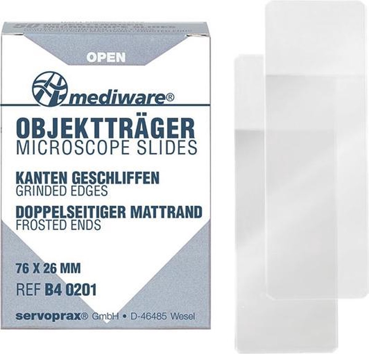 Goedkoopste Mediware Objectglaasjes matte rand 76 x 26 mm - 50 stuks