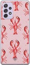 Samsung A72 hoesje siliconen - Lobster all the way | Samsung Galaxy A72 case | Roze | TPU backcover transparant