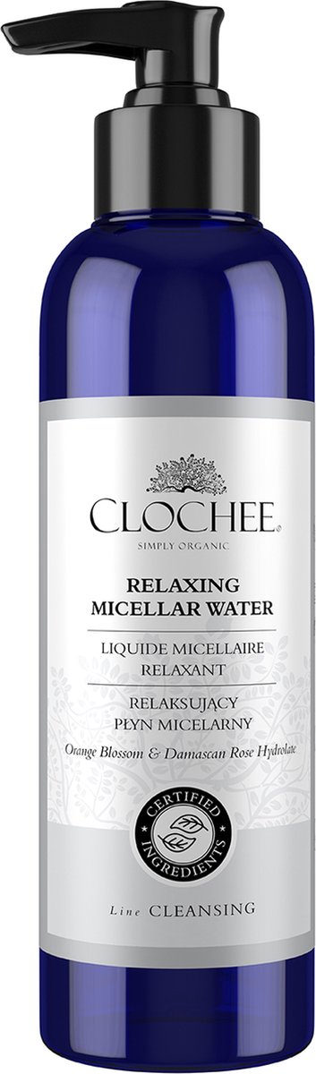 CLOCHEE Simply Organic - Kalmerende make-up remover - Micellaire Water - met Oranje Bloesem & Damascan Rose - 100% natuurlijke - plantaardig - verzacht huidirritaties - 250ml