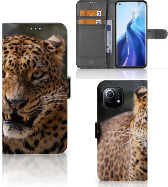 Coque Xiaomi Mi 11 Cuir PU Premium Housse Portefeuille Coque pour Léopard
