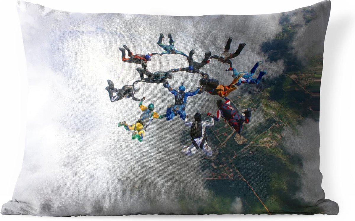 Buitenkussens - Tuin - Skydivers in formatie - 60x40 cm - PillowMonkey
