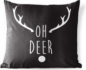 Buitenkussens - Tuin - Kerst quote Oh deer op een zwarte achtergrond - 60x60 cm