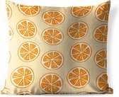 Buitenkussens - Tuin - Oranje gekleurde sinaasappels illustratie van tropische fruit - 40x40 cm
