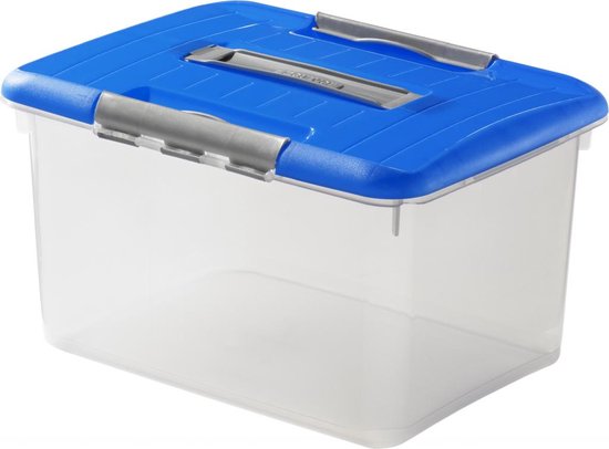 Boîte de rangement Curver Optima - 15 litres - Plastique - Transparent /  Bleu | bol.com