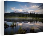 Canvas Schilderij Uitzicht over het Nationaal park Jasper in Alberta - 120x80 cm - Wanddecoratie