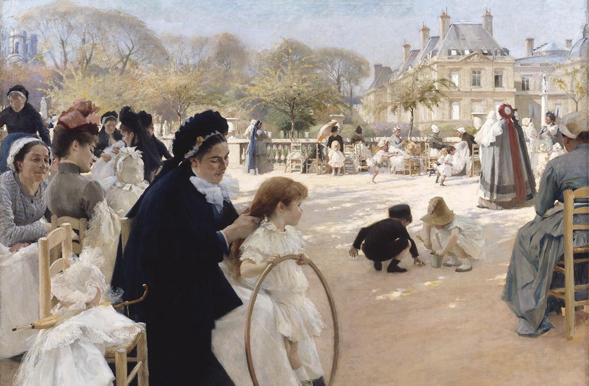 Schilderij - Luxemburg tuinen -  Albert Edelfelt - Collectie ART Facsimile - Forex met blanke lijst - 148x98cm