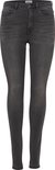 Grijze skinny jeans met knoopsluiting, voorkant.