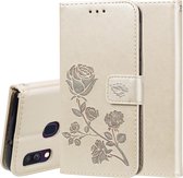 Rose reliÃ«f horizontaal Flip PU lederen tas voor Galaxy A40, met houder & kaartsleuven & portemonnee (goud)