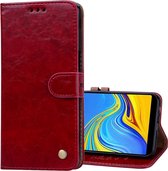 Business Style Oil Wax Texture Horizontal Flip Leather Case voor Galaxy J6 +, met houder & kaartsleuven & portemonnee (rood)