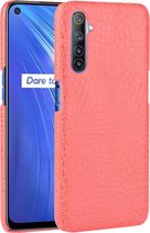 Voor Oppo Realme 6 Shockproof Crocodile Texture PC + PU Case (rood)