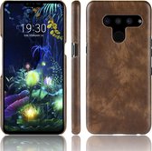 Shockproof Litchi Texture PC + PU beschermhoes voor LG V50 ThinQ 5G (bruin)