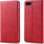 Voor iphone 7 plus / 8 plus AZNS retro textuur magnetische horizontale flip pu lederen case met houder & kaartsleuven & fotolijst (rood)