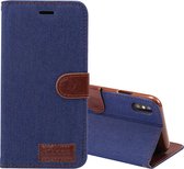 Dibase Denim Texture Horizontal Flip leren tas voor iPhone XS Max, met houder & kaartsleuven (donkerblauw)