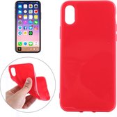 Voor iPhone X / XS Effen kleur Glad oppervlak Zacht TPU Beschermende achterkant van de behuizing (rood)