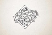 Line Art - Ijsbeer 2 met achtergrond - XS - 25x27cm - EssenhoutWit - geometrische wanddecoratie