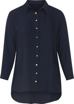 Promiss - Female - Lange blouse met vouwtjes  - Marineblauw
