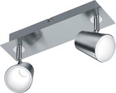 LED Plafondspot - Iona Narca - 12W - Warm Wit 3000K - 2-lichts - Rechthoek - Mat Nikkel - Aluminium