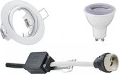 LED Spot Set - Iona - GU10 Fitting - Dimbaar - Inbouw Rond - Mat Wit - 6W - Helder/Koud Wit 6400K - Kantelbaar Ø83mm