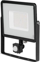SAMSUNG - LED Bouwlamp 50 Watt met Sensor - LED Schijnwerper - Nivra Dana - Warm Wit 3000K - Mat Zwart - Aluminium