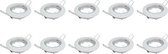 Spot Armatuur 10 Pack - GU10 Fitting - Inbouw Rond - Glans Wit Aluminium - Kantelbaar Ø82mm