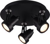 LED Plafondspot - Iona Guno - GU10 Fitting - 3-lichts - Rond - Mat Zwart - Aluminium