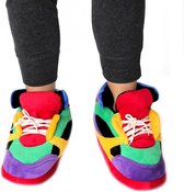 Pluche clownschoenen/sneakers sloffen/pantoffels voor volwassenen - Clownschoenen/regenboog/sneakers sloffen LG (39-41,5)