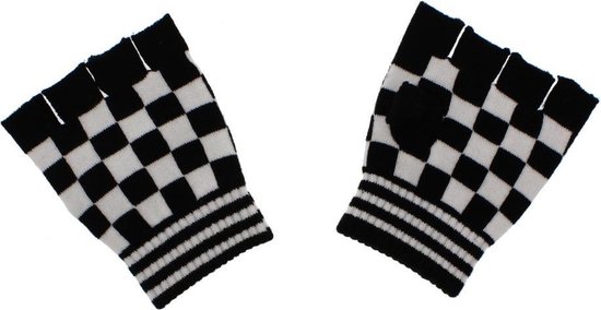 Zac's Alter Ego - Checkered Short Winter Vingerloze handschoenen - Zwart/Wit