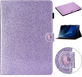 Voor Samsung Galaxy Tab A 10.1 T580 Love Buckle Glitter Horizontal Flip Leather Case met houder & kaartsleuven (paars)