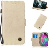 Voor Galaxy A40 retro horizontale flip pu lederen tas met kaartsleuven en houder (goud)