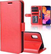 R64 Texture Single Fold Horizontaal Flip Leren Case voor Galaxy A10E, met houder & kaartsleuven & portemonnee (rood)