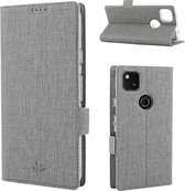 Voor Google Pixel 4a ViLi Zijknop Magnetisch zuigtype Schokbestendig TPU + PU Horizontale flip beschermhoes met kaartsleuf en houder & portemonnee (grijs)